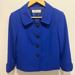 Tahari Arthur S Levine Royal Blue Cropped Blazer Jacket Size 4 Career Work